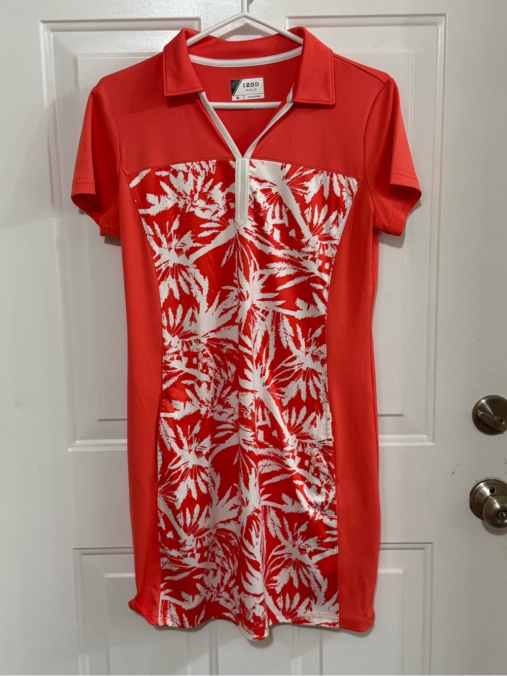 IZOD tangerine & White Polo Dress
